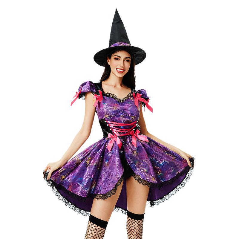 ハロウィンコスチュームヨーロッパとアメリカのホットガールのセクシーなパフォーマンスコスチューム魔女コスチューム魔女吸血鬼セクシーなスパイダードレスの女性