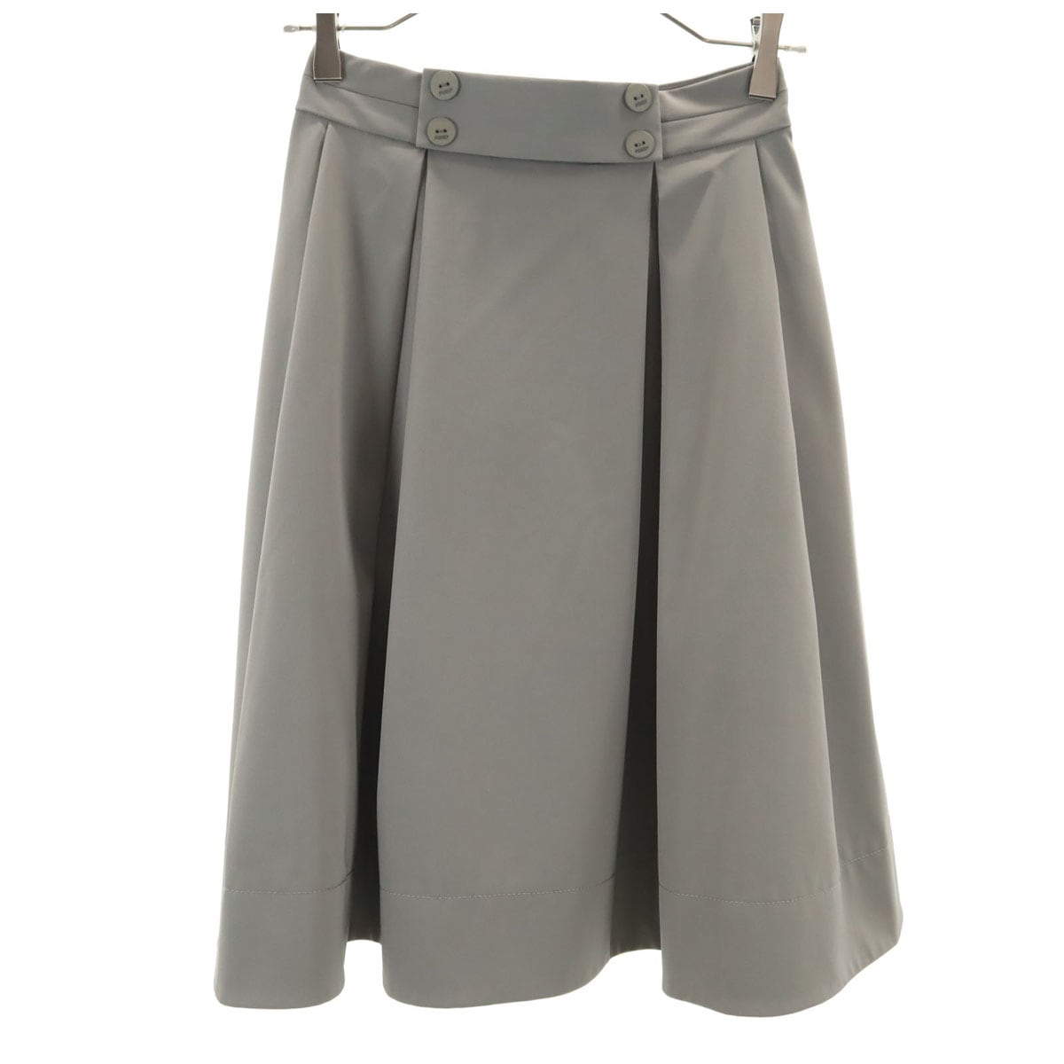 FOXEY NEW YORK フォクシーニューヨーク 日本製 ミディ丈 ボックス プリーツスカート 38 グレー レディース 古着