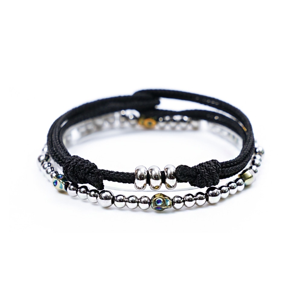 JBANS クラシックパトリックブラック 219 スカルストーン 651 ブレスレットセット (C2001-SE151_BK)