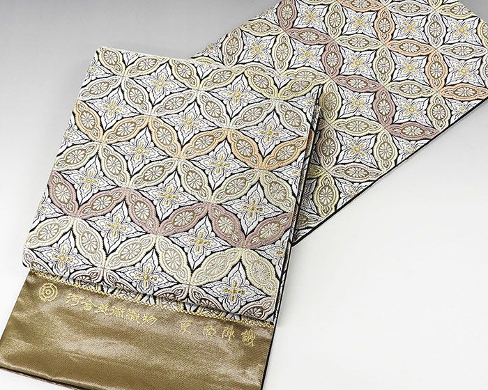 袋帯 新品 正絹 西陣 河合美術織物謹製 能寿新彩七宝華文 袋帯 未仕立 46,800円