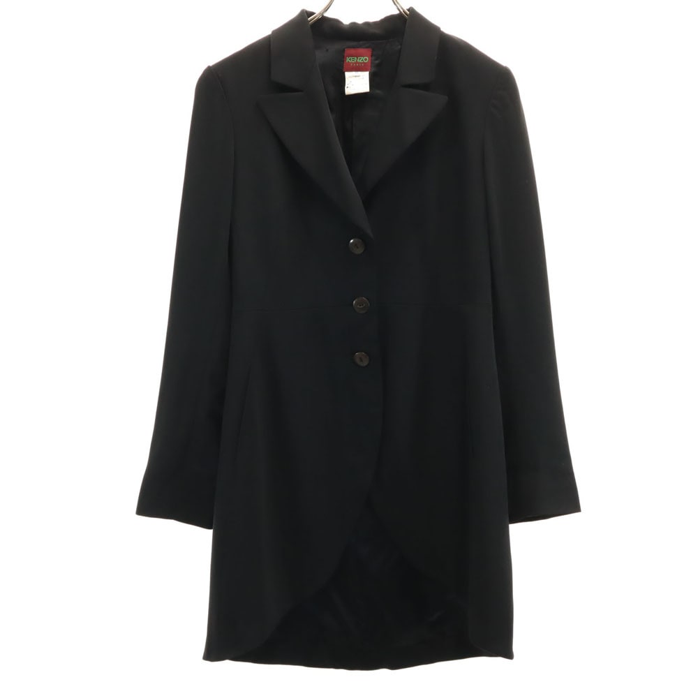 ケンゾーパリス 90s フランス製 オールド ハーフ チェスターコート 38 ブラック KENZO PARIS レディース