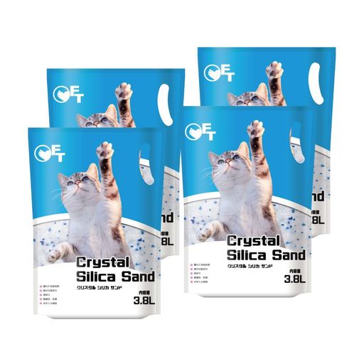 【OFT】 クリスタルシリカサンド 3.8L(1.5KG) 4個セット シリカゲル ネコ砂 脱臭 健康 猫砂 猫 ネコ ねこ 消臭 鉱物 砂ぼこり OFT トイレ 散らかりにくい 臭い 仔猫 固まらな