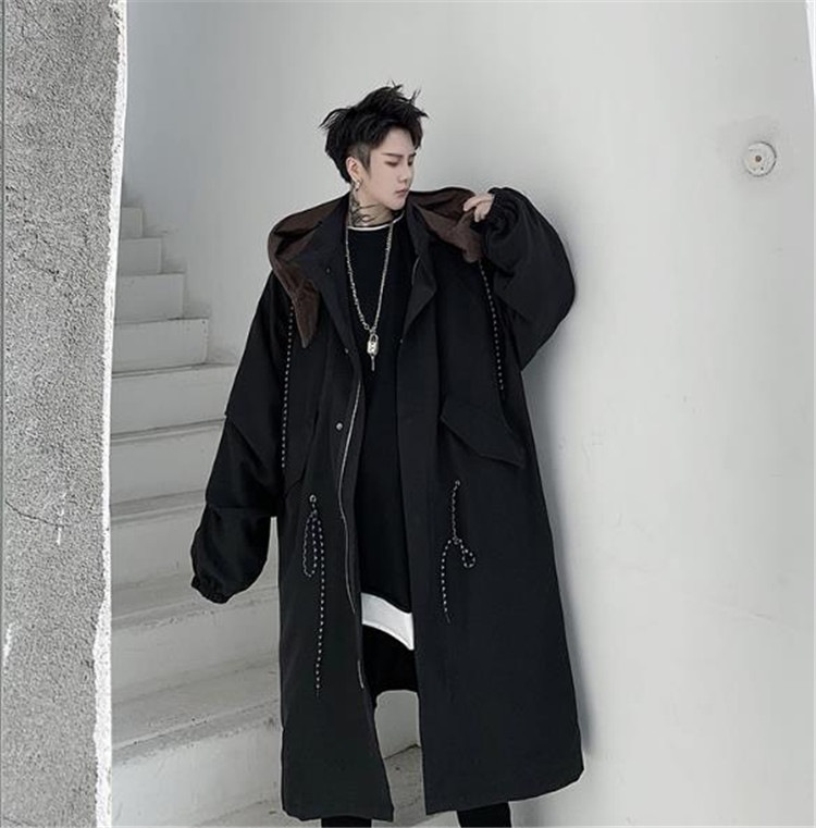 品質改善！高品質新入庫！韓国ファッション カラーマッチング フード付き 中長セクション 個性 百掛け ゆったりする コート ジッパー ファッション