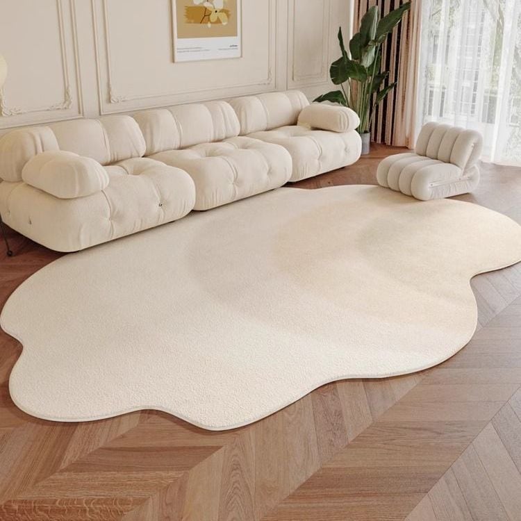 カーペット異形 クリーム風 不規則 リビング ソファー 絨毯 家庭用 ローテーブル 寝室 ベッドのそば カーペット
