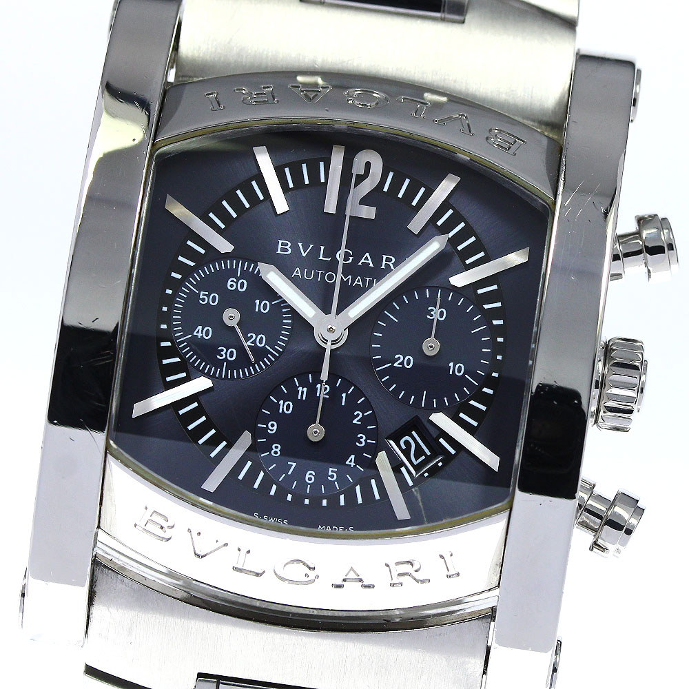 【BVLGARI】ブルガリ アショーマ クロノグラフ デイト AA44SCH 自動巻き メンズ_734777【中古】
