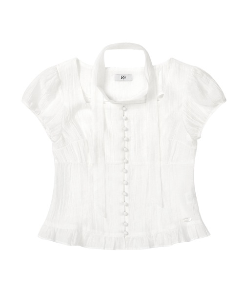 【ILLIGO】 RIBBON TIE SQUARE NECK BLOUSE WHITE 正規品