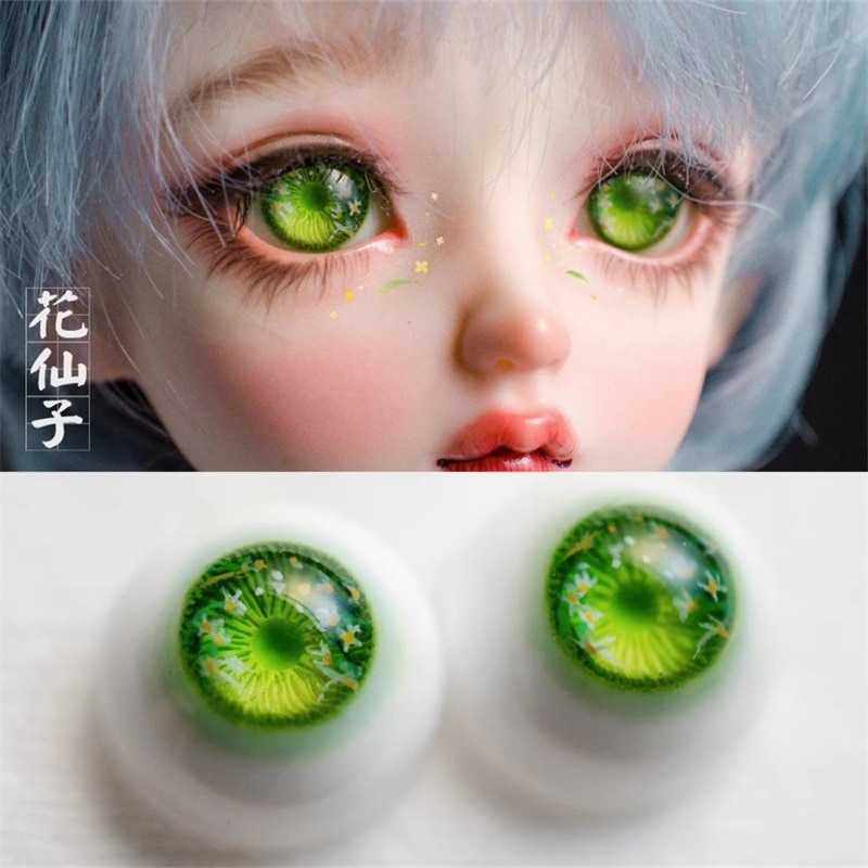 BJD ドール アイ 『花の子』 グリーン 石膏アイ 三白眼 10mm/12mm/14mm/16mm/18mm/20mm/22mm/24mm SD/MSD/幼SD球体関節人形用アイ