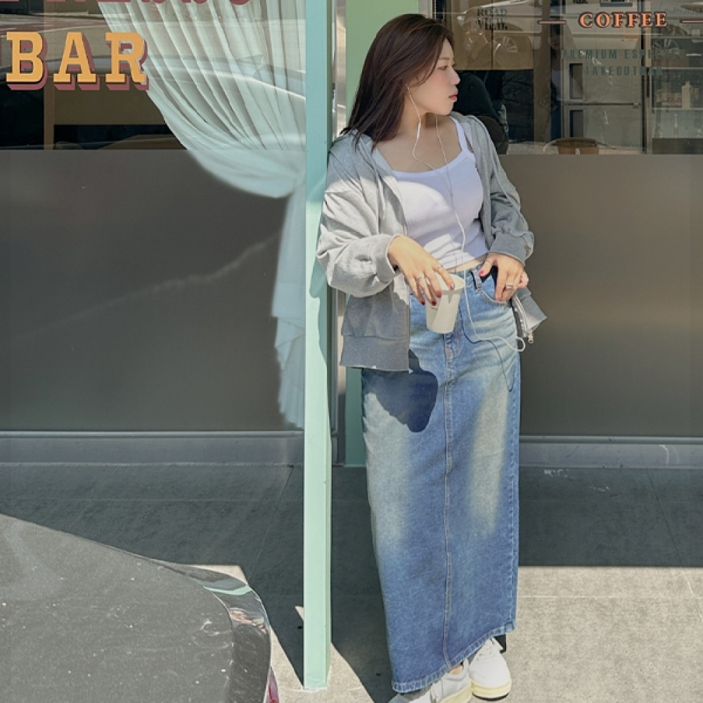 (JSTYLEのイーブレット) イーブレットリングウォッシングロングデニムスカート Jスタイル