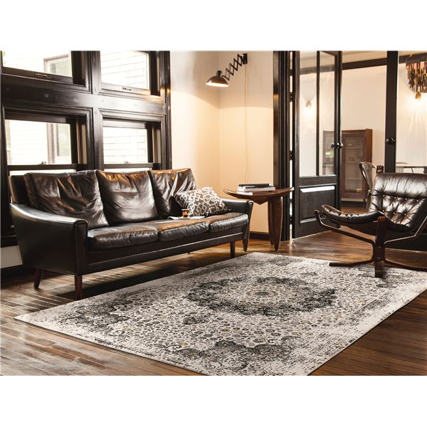 カーペット/ラグマット 約240x340cm 83/LGY（ライトグレー） 防炎 ホットカーペット対応 トルコ製 『リタ』 プレーベル