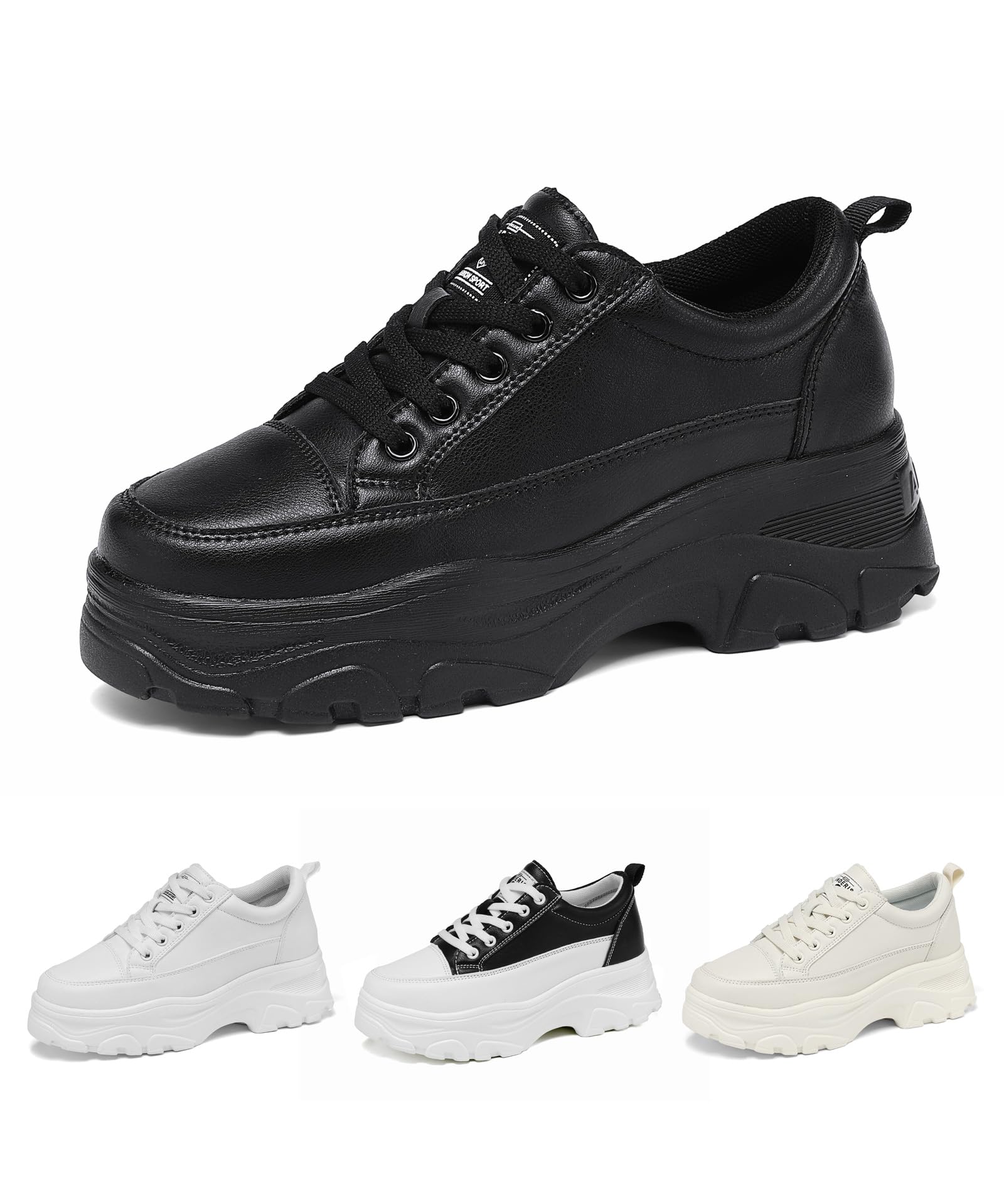 [アンドリス] スニーカー レディース 厚底スニーカー 厚底 ウォーキングシューズ 軽量 歩きやすい 疲れない 運動靴 防水 シューズ 幅広 通勤 通学 インヒール 7.5cm 身長アップ 軽い 22