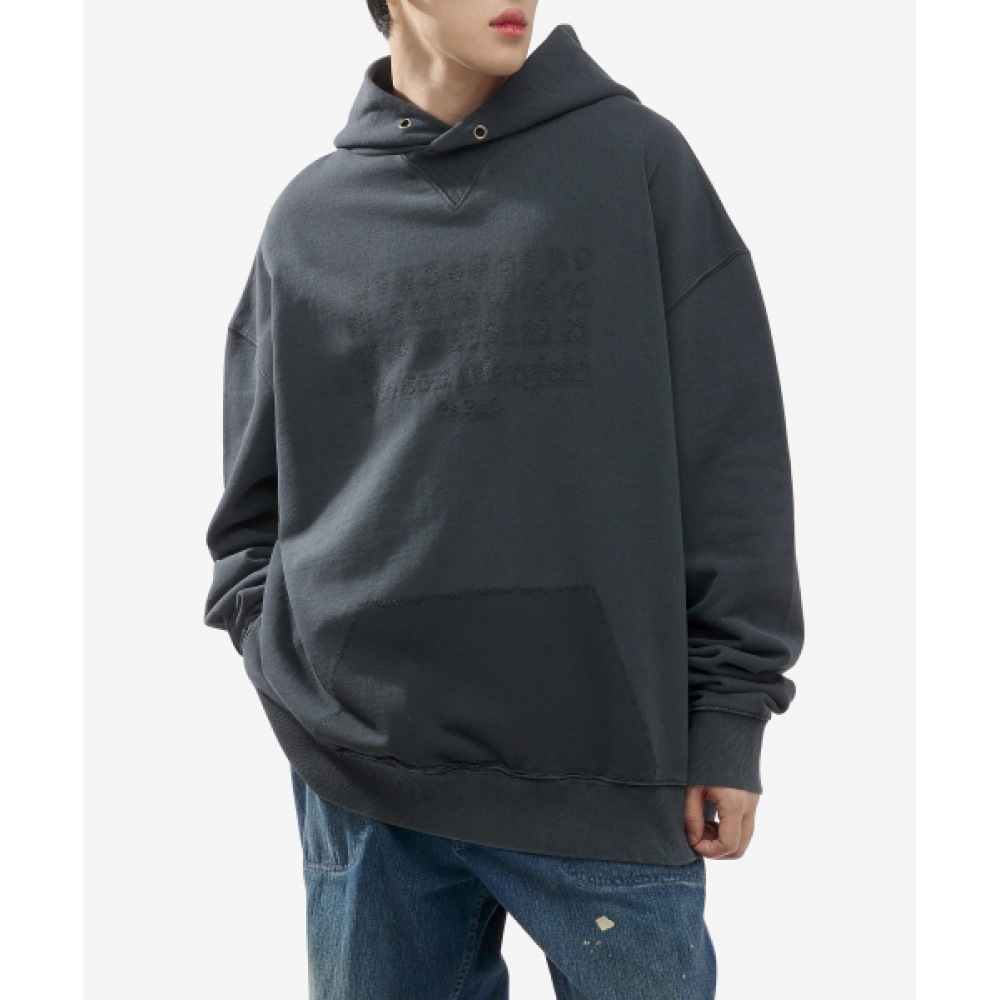 メゾンマルジェラメンズナンバーロゴパーカー-ウォッシュドブラック/S50GU0216S25570860