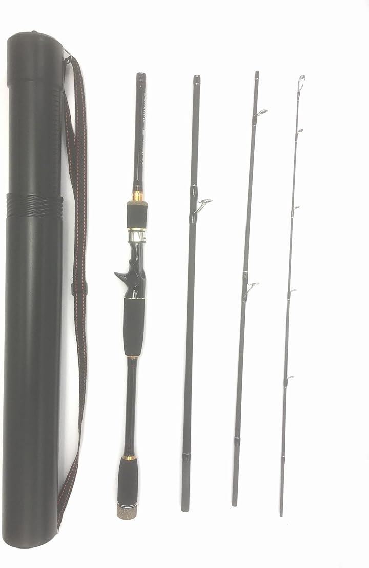 7ft パックロッド シーバス 4本継ぎ ルアー ミディアム ベイト 2.1m ロックフィッシュ シーバス竿 (7ftベイト4ピース(M)＆ハードロッドケース, 7ft(2.1m))