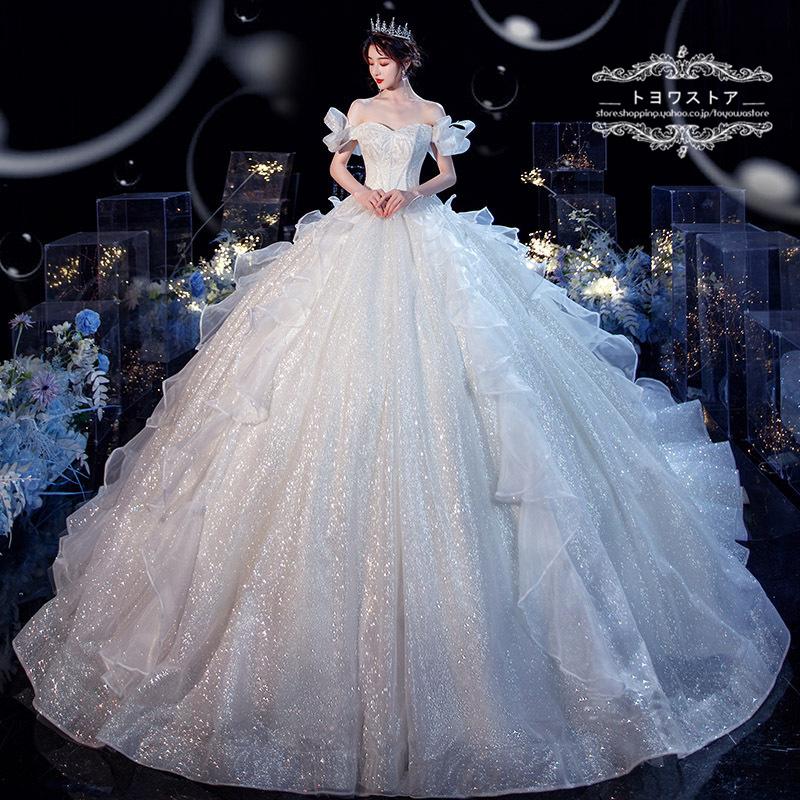 [韓国] 花嫁 結婚式 披露宴 ウエディングドレス ウェディングドレス 韓国 ウエディングドレス プリンセスライン