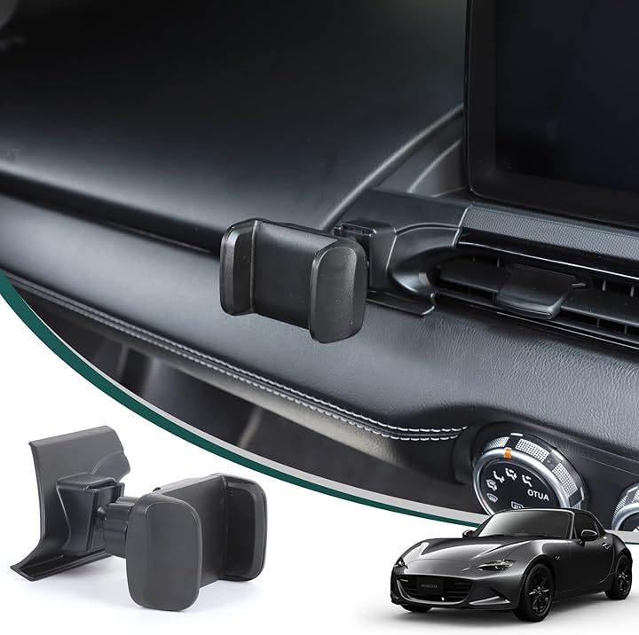 新型 マツダ ロードスター ND スマホホルダー スマートフォンホルダー 車載ホルダー スマホスタンド 携帯 回転クリップ スイッチ エアコンボタン ABS製 片手操作(C字型)