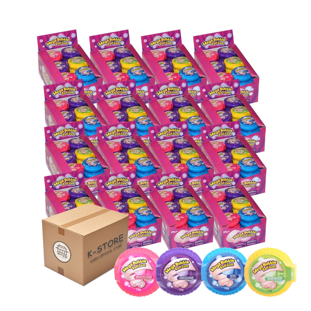 [業者向け] メガバブル ロール ガム 12g 1BOX (24個 x 16) 韓国のお菓子