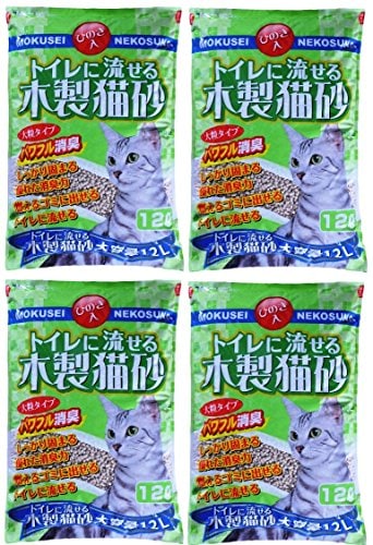 常陸化工 トイレに流せる木製猫砂 12L4個