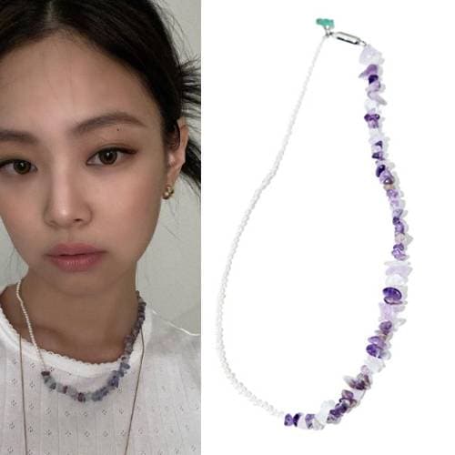 【BLACKPINK着用】 PEARL n AMETHYST NECKLACE #17