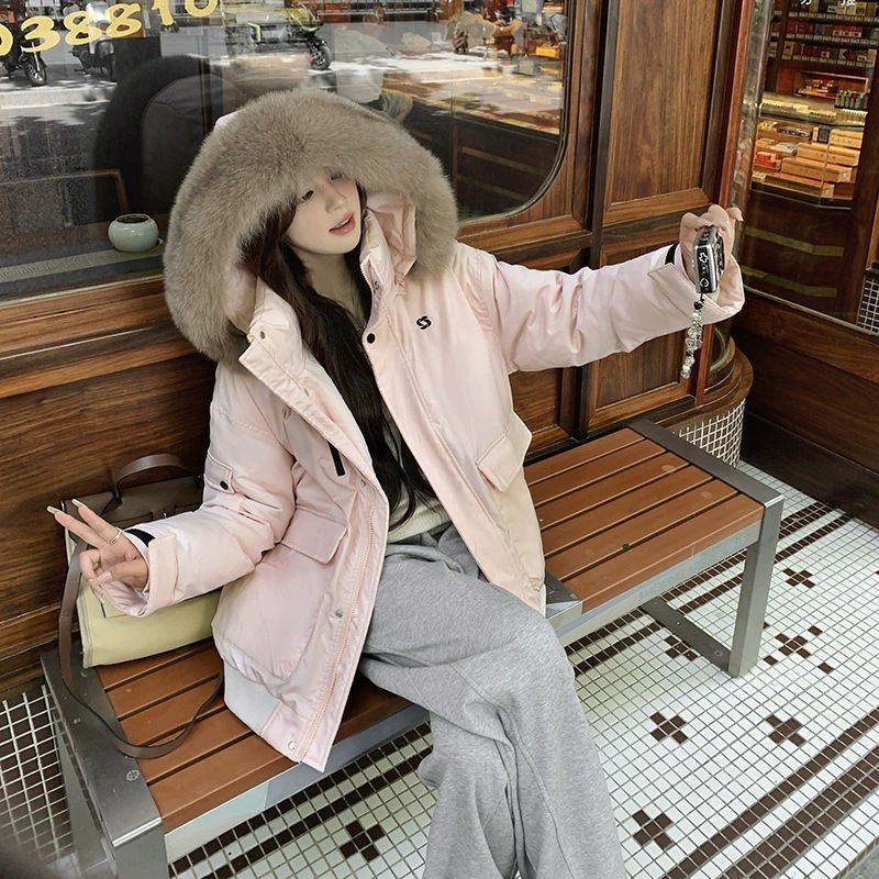 2025秋冬脱着可能フードワークダウンジャケット 女性用 新作 厚手 綿入れ 着回し可 アウター 超人気