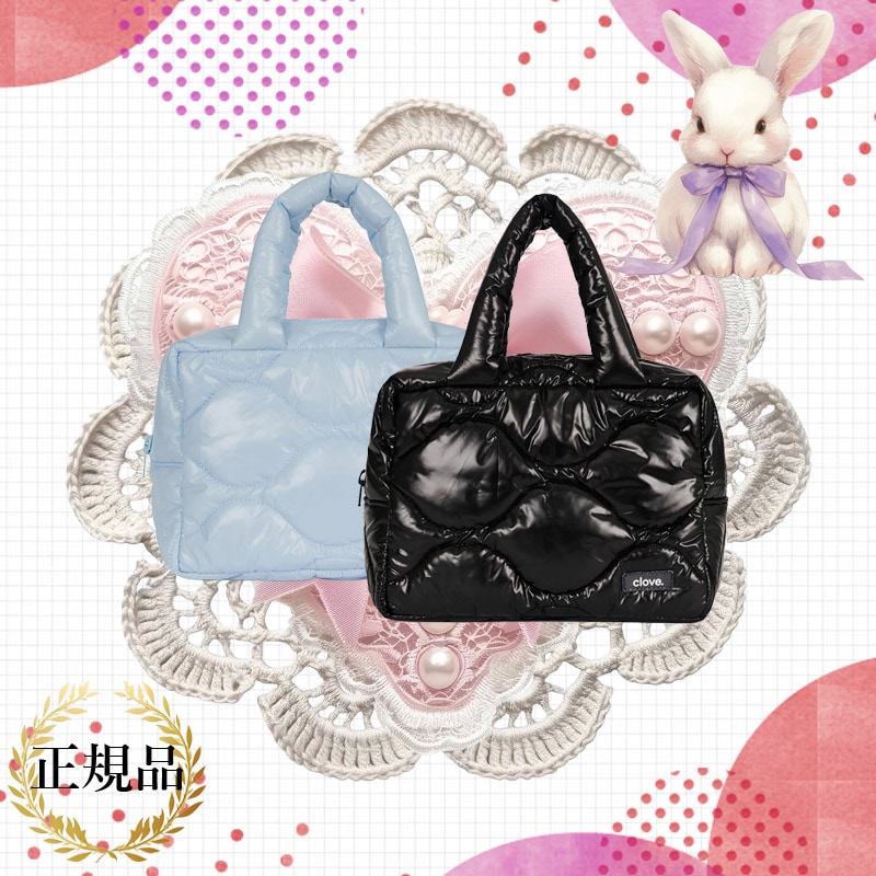 Quilted Tote Bag 【2025 FW clove】 Black / Light Blue 韓国かばん