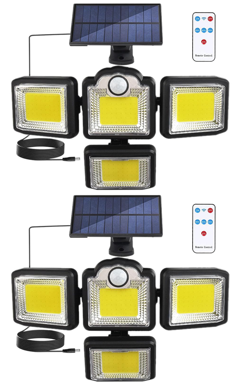 センサーライト 屋外 ソーラーライト 4面発光 3つモード 高輝度 分離型 192LED 4.5M延長コード 人感 リモコン操作 IP65防水 自動点灯 電気代不要 駐車場/ベランダ/玄関/廊下 防犯