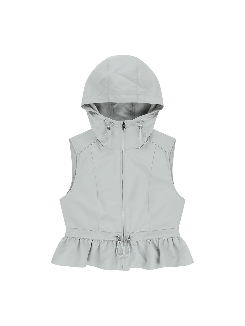 【TUOMIO】 NYLON HOODED VEST : GREY
