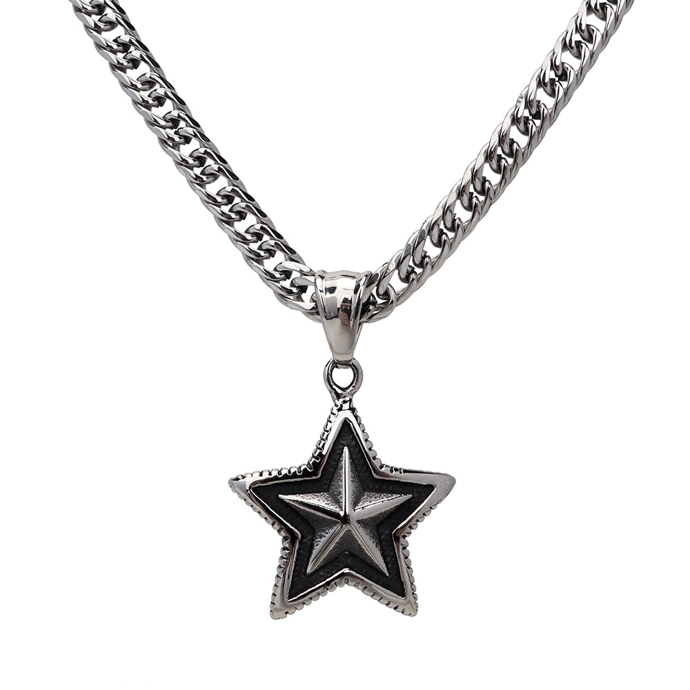 ステンレス スターネックレス [n112]