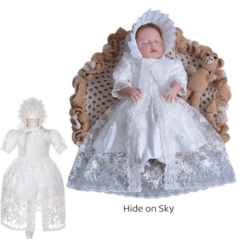 ベビードレス 結婚式 セレモニードレス 新生児 お宮参り ベビー用 ドレス 刺繍【ボレロ帽子付き】