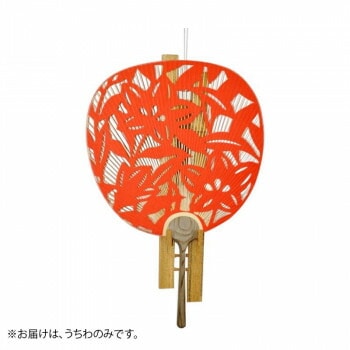 日本製（MADE IN JAPAN） うちわ 聚楽（橙） 両面透かし 1132