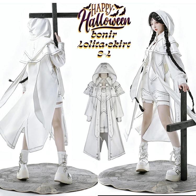 聖女ロリータ コスプレ衣装 耐久性高め ハロウィンコスチューム 聖女ロリータ 神女コスプレ 豪華レース アイボリーアクセント 純粋 パーティー キリスト教コーデ 女性用 ハロウィン クロスモチーフ シ