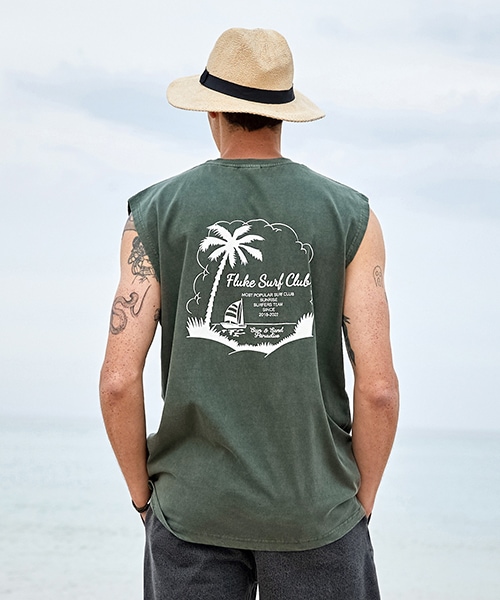 フルークサーフクラブピグメントノースリーブブルーグリーン FSL104