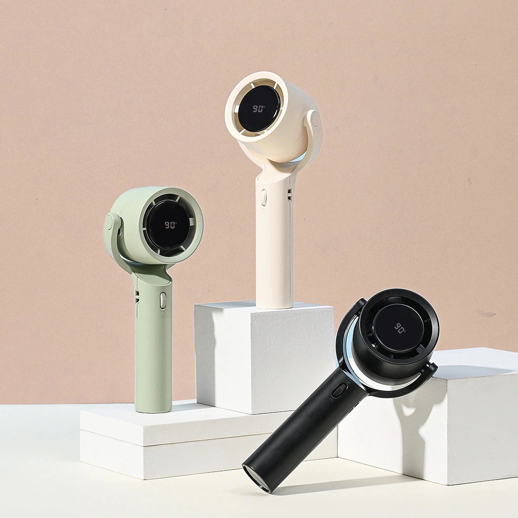 大容量バッテリー USB充電 学生人気ターボ高速扇風機 デジタル表示 卓上手持ち