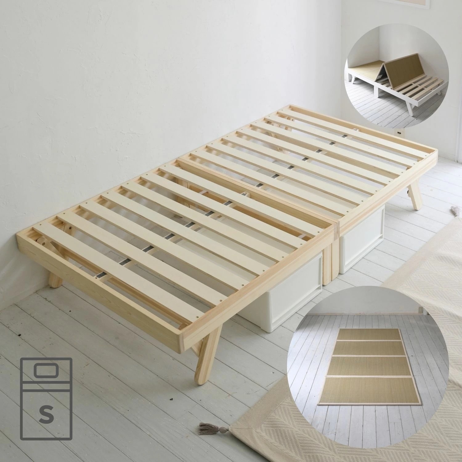 畳ベッド 折りたたみ 折りたたみベッド い草 畳 木製 パタントベッド シングル ナチュラル(無塗装)