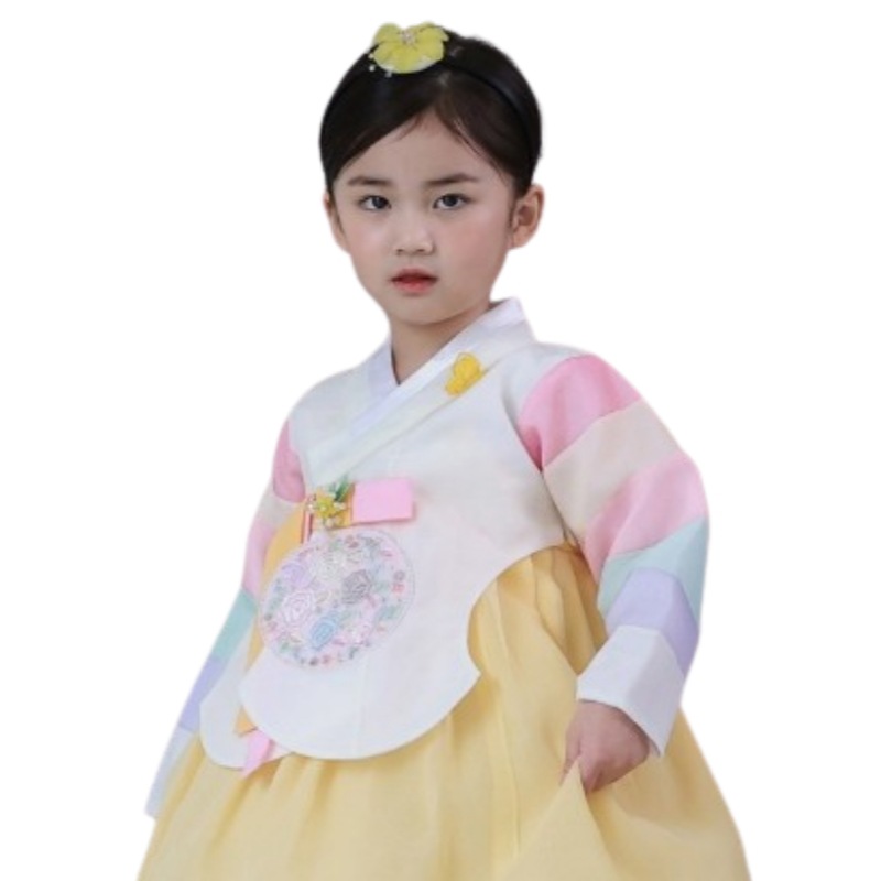 女の子用ラグジュアリー韓服セット高級生地使用kc認証