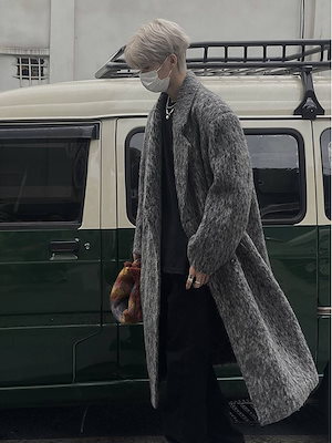 秋冬 メンズ 韓版 ロング丈 カジュアル グレー ツイード コート ファッション かっこいい チェスターコート