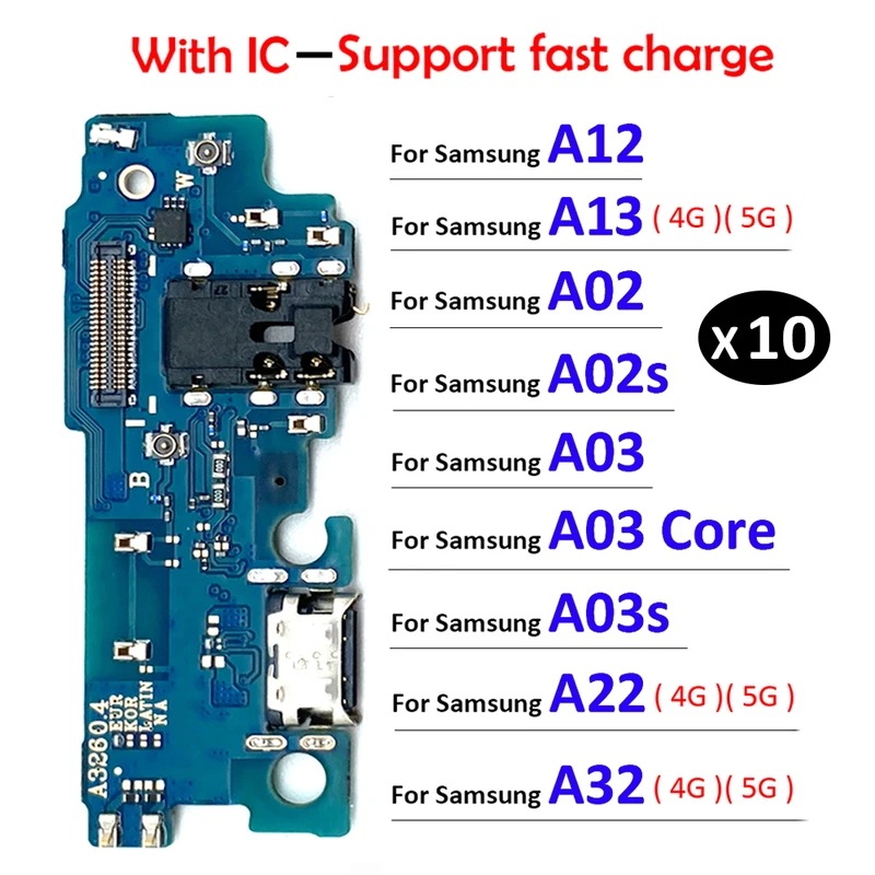 Samsung A03 Core A02 A02s A03s a13 a12 a22 a32 a33 a53 4g5g用の10個のUSB充電ポートドックコネクタ