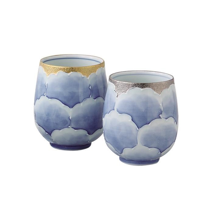 10858 プラチナ牡丹 組湯呑