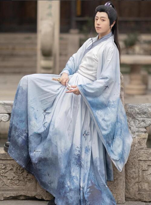 カップルペア中華コスプレ 衣装 華流 ハロウィンメンズ レディース 振り袖の羽織付き 3点セット 古代古典 舞台チャイナ服 衣装 ロング丈 プリント 交差襟 ブラウス スカート3点セット 学園祭 おし