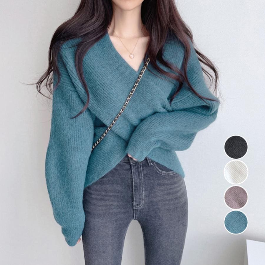 人気の新作先行発売カシュクール ニットトップス レディース【短納期】