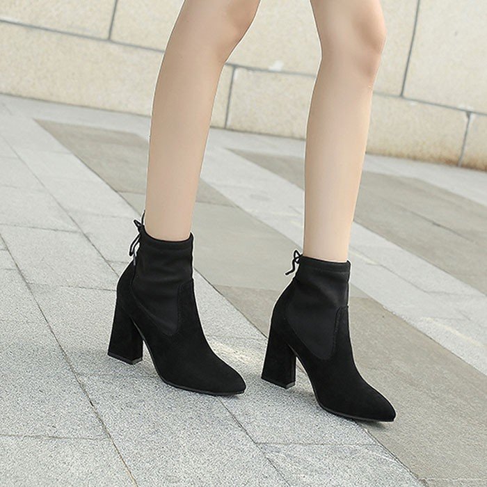 ショートブーツ レディース ローヒール 厚底 シューズ 靴 無地 カジュアルシューズ 美脚 歩きやす