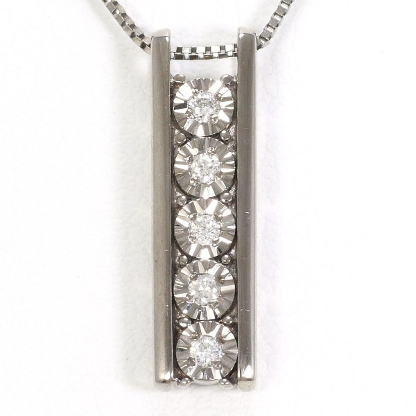 K10 10金 WG ホワイトゴールド ネックレス ダイヤ 約42cm ジュエリー 中古