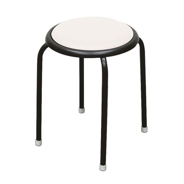 シンプル スタッキングチェア (同色10脚セット ホワイト×ブラック) 幅32cm 日本製 スチールパイプ