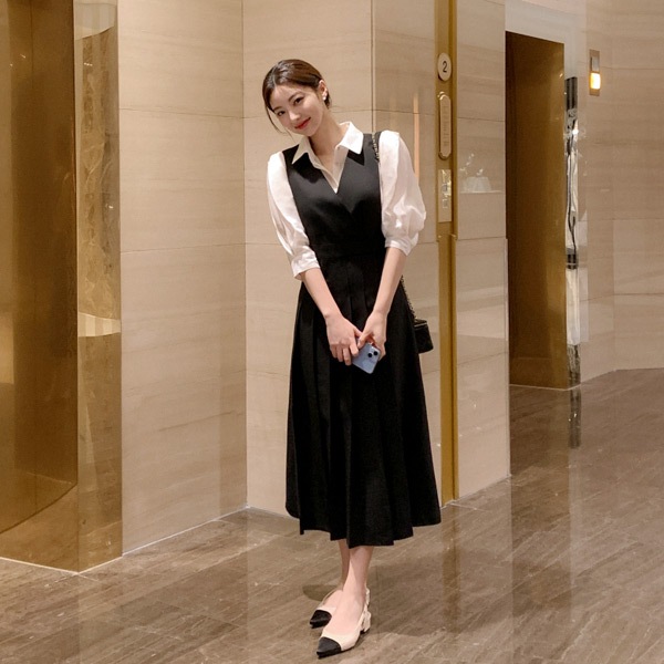 カシュクールプリーツジャンパースカート op15061