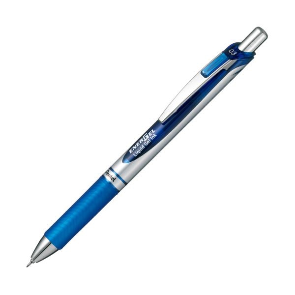 (まとめ) ぺんてる ゲルインクボールペンノック式エナージェル 0.3mm 青 （軸色 シルバー） BLN73-C 1本 (×50セット)