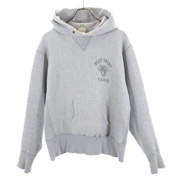C.A.B.CLOTHING ロゴプリント 長袖 スウェットパーカー 40／42 グレー 裏起毛 プルオーバー トレーナー メンズ