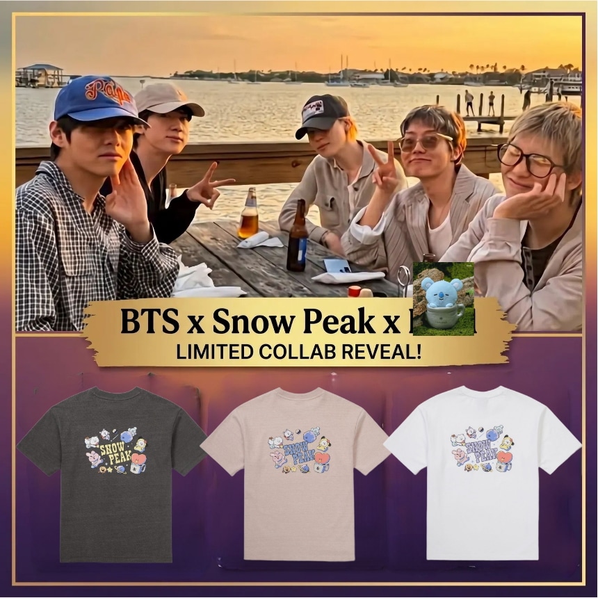 [snowpeak I BTS]レディース グラフィック 半袖Tシャツ Dark Charcoal, Light Pink, White SMLサイズの韓国人気Tシャツ
