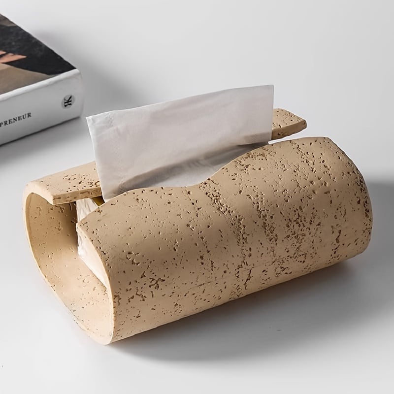 天然石風ティッシュカバー 樹脂 ペーパーホルダー ティッシュ ボックス 収納 インテリア モダン 高級感 北欧 韓国インテリア デスク おしゃれ かわいい