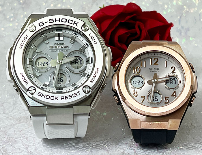 恋人達のGショック ペアウォッチ G-SHOCK BABY-G カシオ 2本セット ソーラー電波 アナデジ GST-W310-7AJF MSG-W610G-1AJF 手書きのメッセージお付けしま