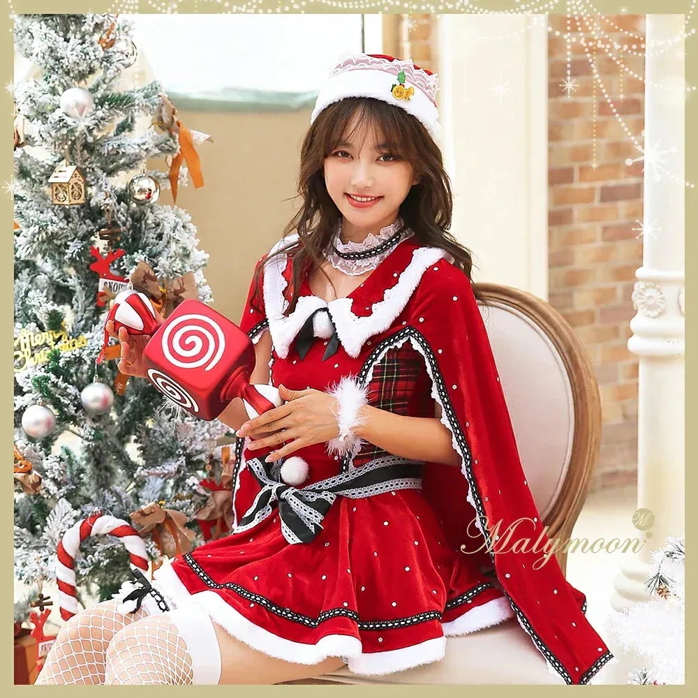 サンタ コスプレ クリスマス マント ケープ ワンピース サンタコス かわいい セクシー サンタコスプレ 衣装 レディース コスチューム セット 可愛い malymoon マリームーン9573-2