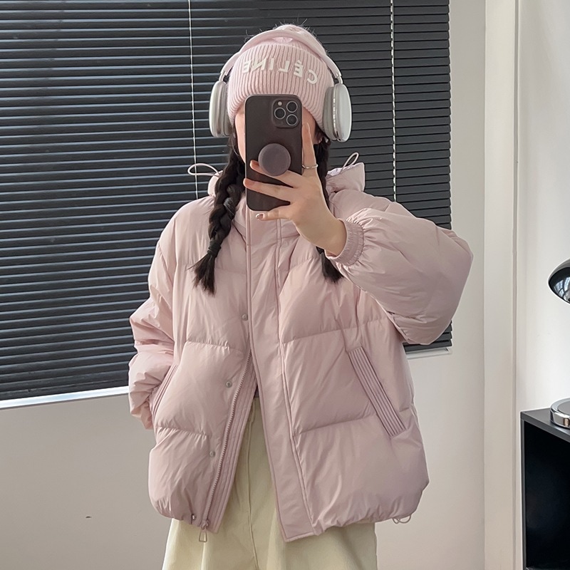 ダウンジャケットレディースショート 2025 新しいホワイトダックダウン韓国スタイルルーズ厚く暖かい小さな男のパンジャケットトレンディな