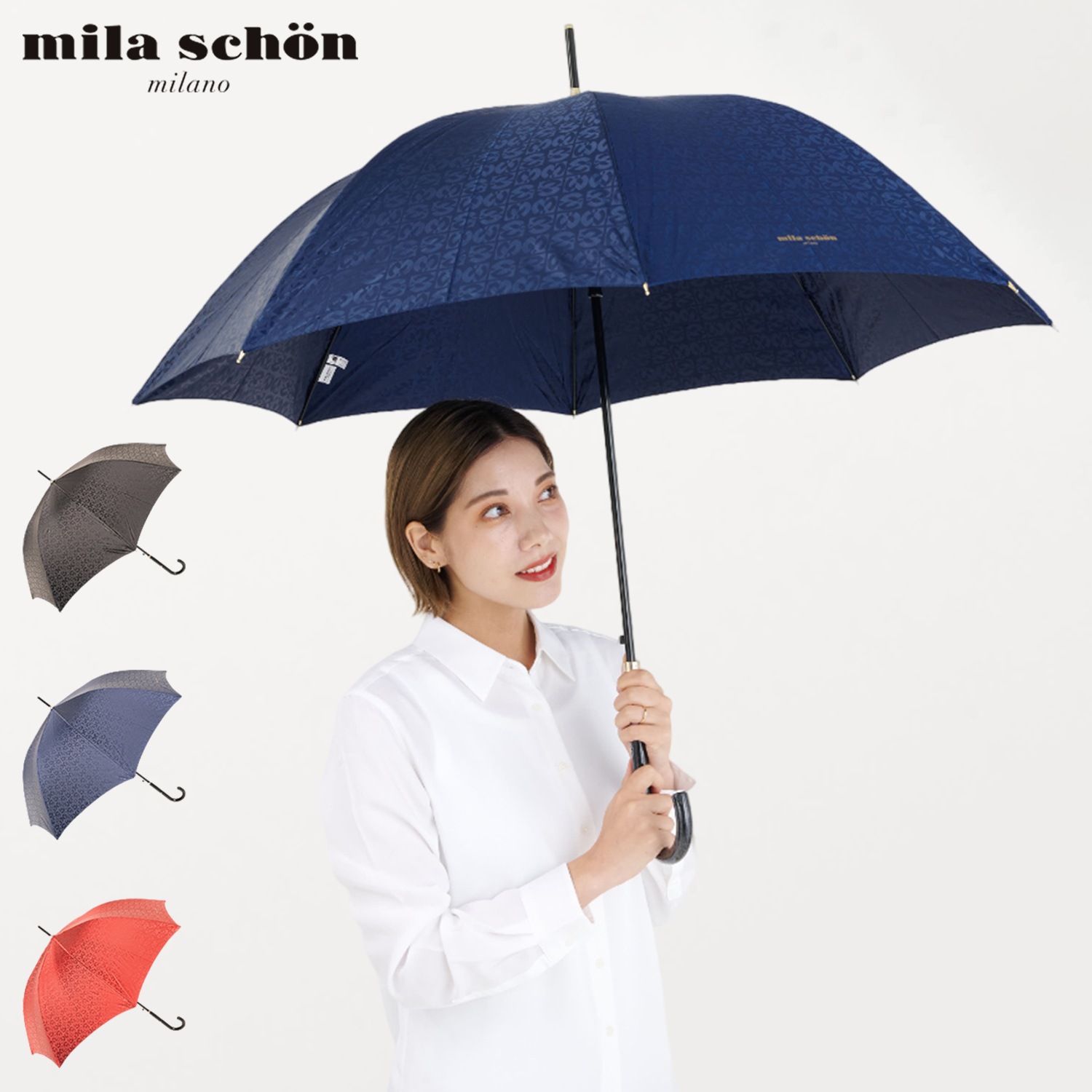 傘 長傘 雨 レディース 60cm 軽量 ジャガード ブラック ネイビー ワイン レッド 黒 0043-00 母の日